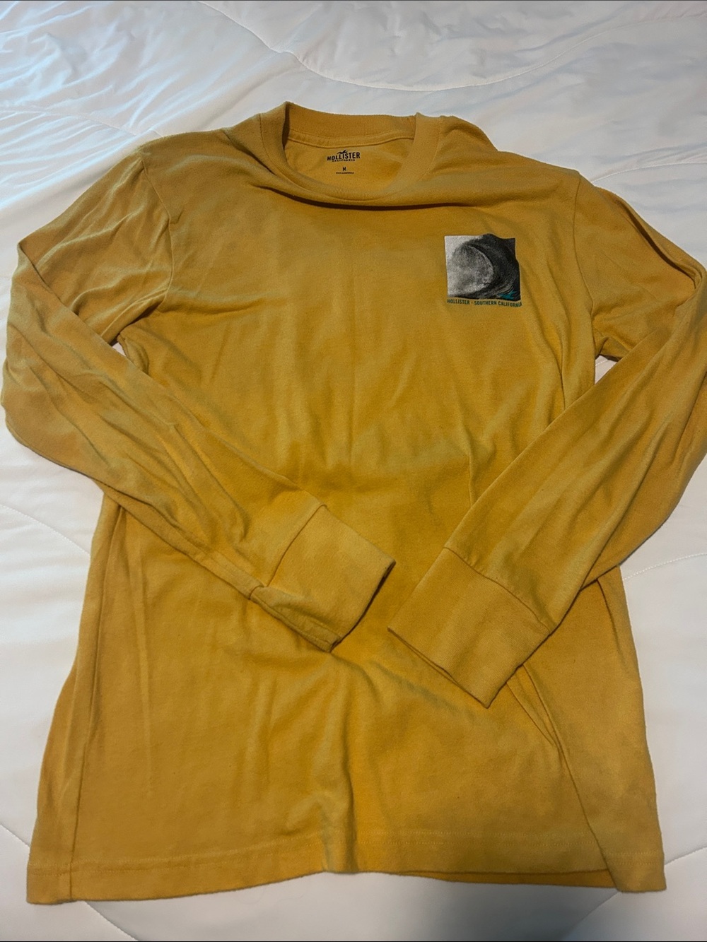 Lot of 2 Hollister Men's Long Sleeve Crew neck T shirts with Chest design. Sz M